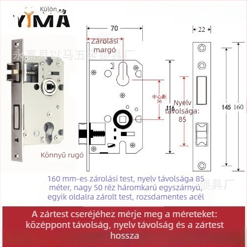Belső faajtókhoz tervezett fogantyús zártest — mechanikus zártest, beépített szerelés, univerzális cilinder, modellek 5045/5845/7255