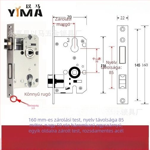 Belső faajtókhoz tervezett fogantyús zártest — mechanikus zártest, beépített szerelés, univerzális cilinder, modellek 5045/5845/7255