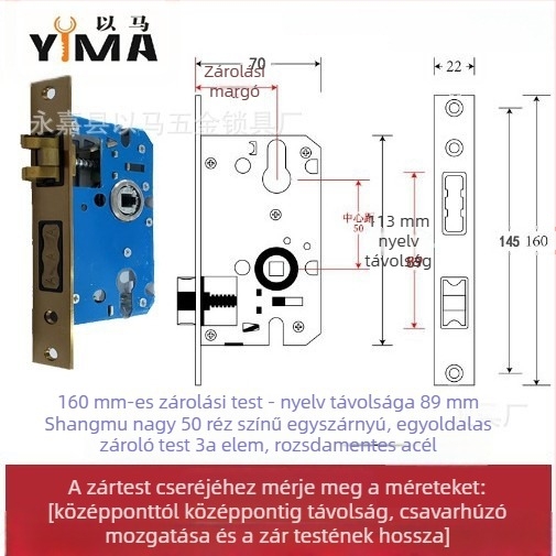Belső faajtókhoz tervezett fogantyús zártest — mechanikus zártest, beépített szerelés, univerzális cilinder, modellek 5045/5845/7255