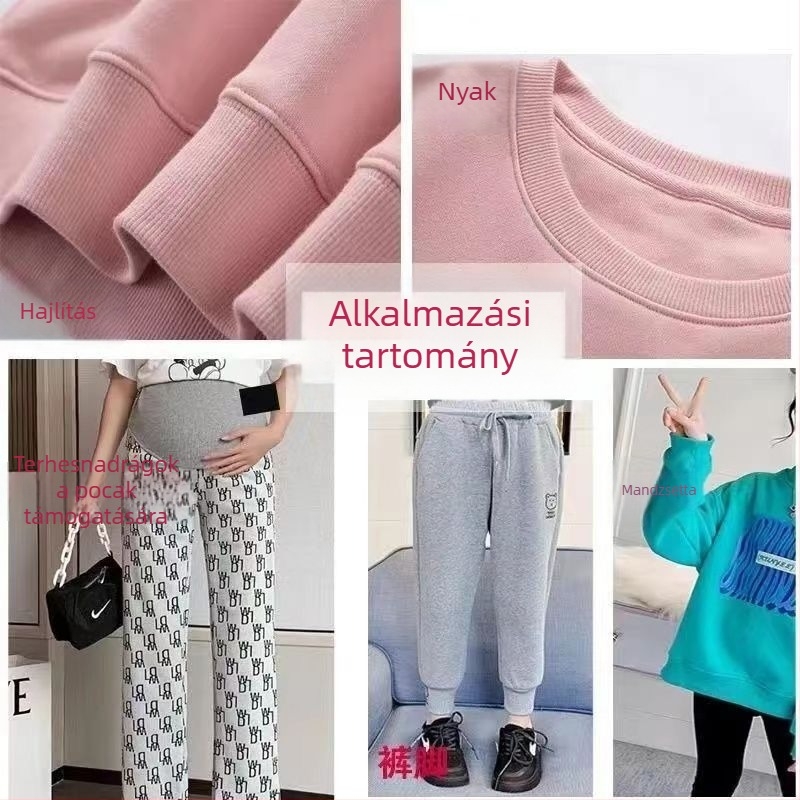 Pamut elasztikus bordázott kötött anyag kapucnis pulóverhez, bordázott mandzsettákkal és nyakkal, hangelnyelő szivacs