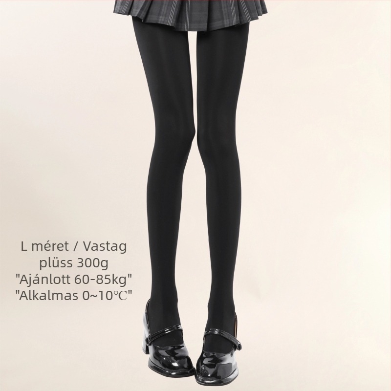 JK-stílusú bélelt harisnya fleece-béléssel, vastag téli harisnya nőknek (fleece-bélés, vastagság, téli meleg, JK-stílus, lábfejjel)