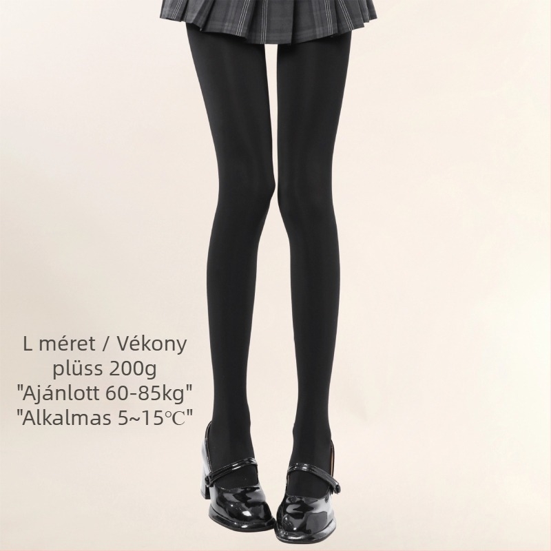 JK-stílusú bélelt harisnya fleece-béléssel, vastag téli harisnya nőknek (fleece-bélés, vastagság, téli meleg, JK-stílus, lábfejjel)