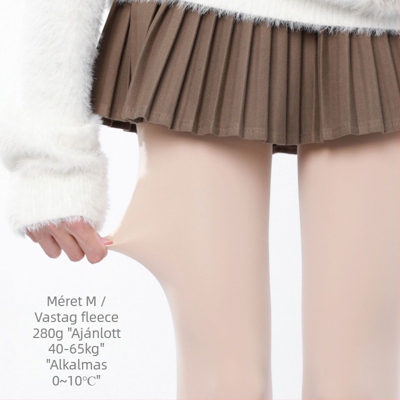 JK-stílusú bélelt harisnya fleece-béléssel, vastag téli harisnya nőknek (fleece-bélés, vastagság, téli meleg, JK-stílus, lábfejjel)