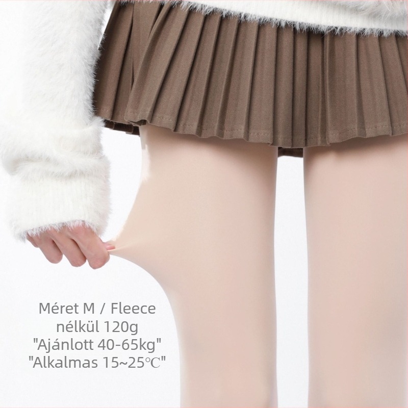 JK-stílusú bélelt harisnya fleece-béléssel, vastag téli harisnya nőknek (fleece-bélés, vastagság, téli meleg, JK-stílus, lábfejjel)
