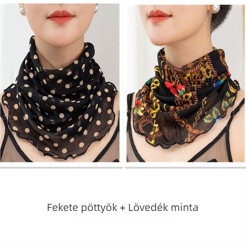 Nyakmelegítő sál poliészterből, chiffon béléssel, normál szélesség, Pure Desire stílus, tavasz 2022