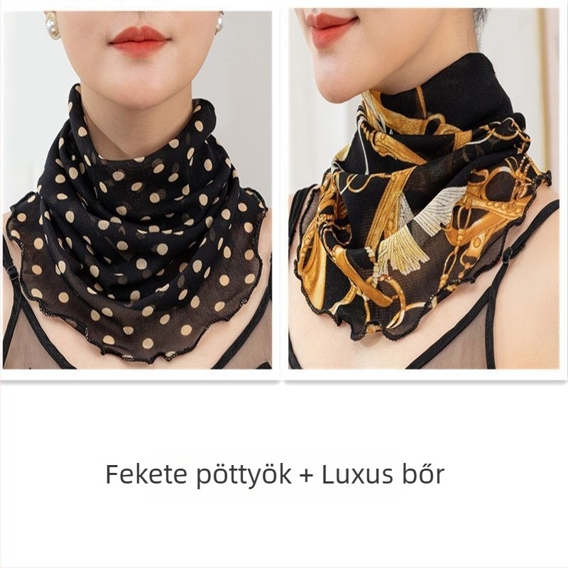 Nyakmelegítő sál poliészterből, chiffon béléssel, normál szélesség, Pure Desire stílus, tavasz 2022