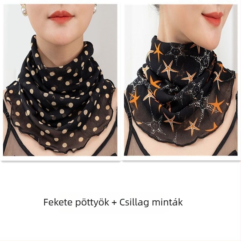 Nyakmelegítő sál poliészterből, chiffon béléssel, normál szélesség, Pure Desire stílus, tavasz 2022