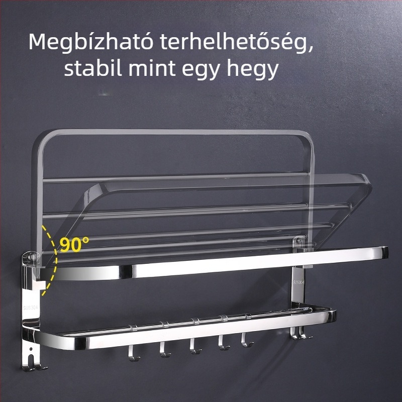 304 rozsdamentes acél törölközőtartó, polírozott felület, hat darabos készlet, modern minimalista fürdőszoba