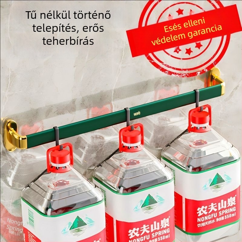Fúrás nélküli falra szerelhető törölközőtartó, műanyagból, egyrudas, CE-tanúsítvánnyal