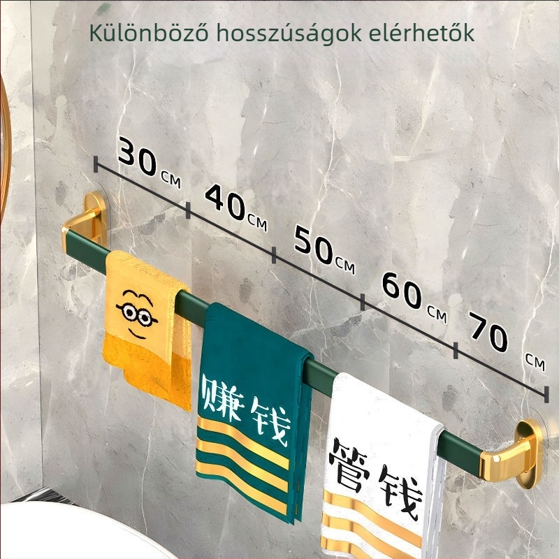 Fúrás nélküli falra szerelhető törölközőtartó, műanyagból, egyrudas, CE-tanúsítvánnyal