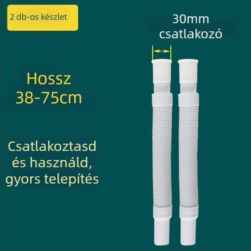Mopp mosogatóhoz és különböző mosdókagylókhoz univerzális lefolyó készlet, P-íves lefolyócső, CE tanúsítvány, univerzális kiegészítő készlet