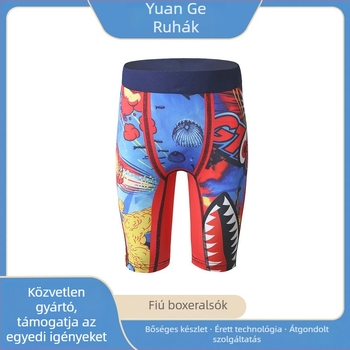 Fiúknak készült poliészter boxeralsó karikatúra cápa mintával, középső derekú, 3-8 éveseknek, téli szezon 2025, 90% poliészter