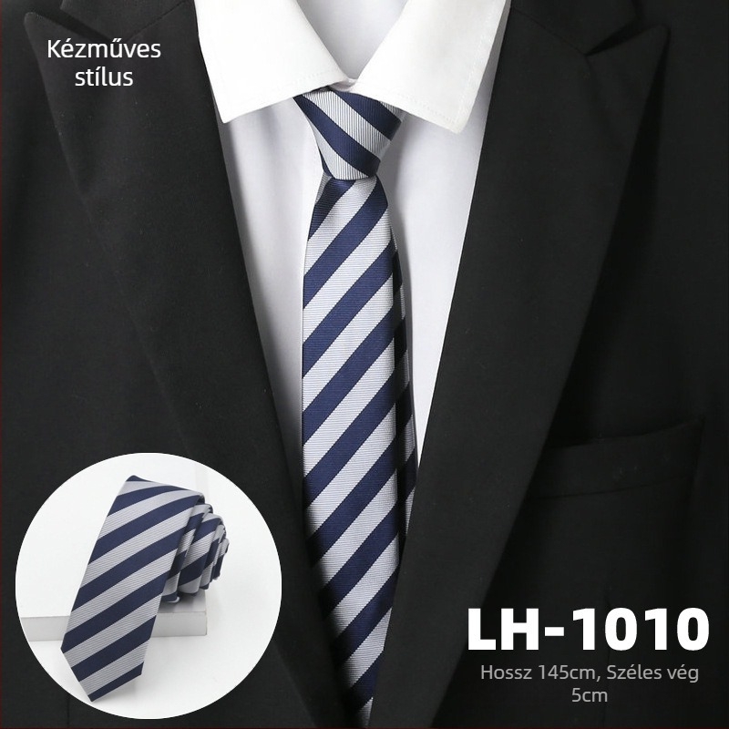 Férfi nyakkendő, jacquard szövet, csíkos minta, poliészter bélés, poliészter szál
