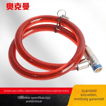 Oakman kábelzár, modell Wire lock, anyag: vas és PVC, kerékpárok, elektromos járművek és motorkerékpárok számára