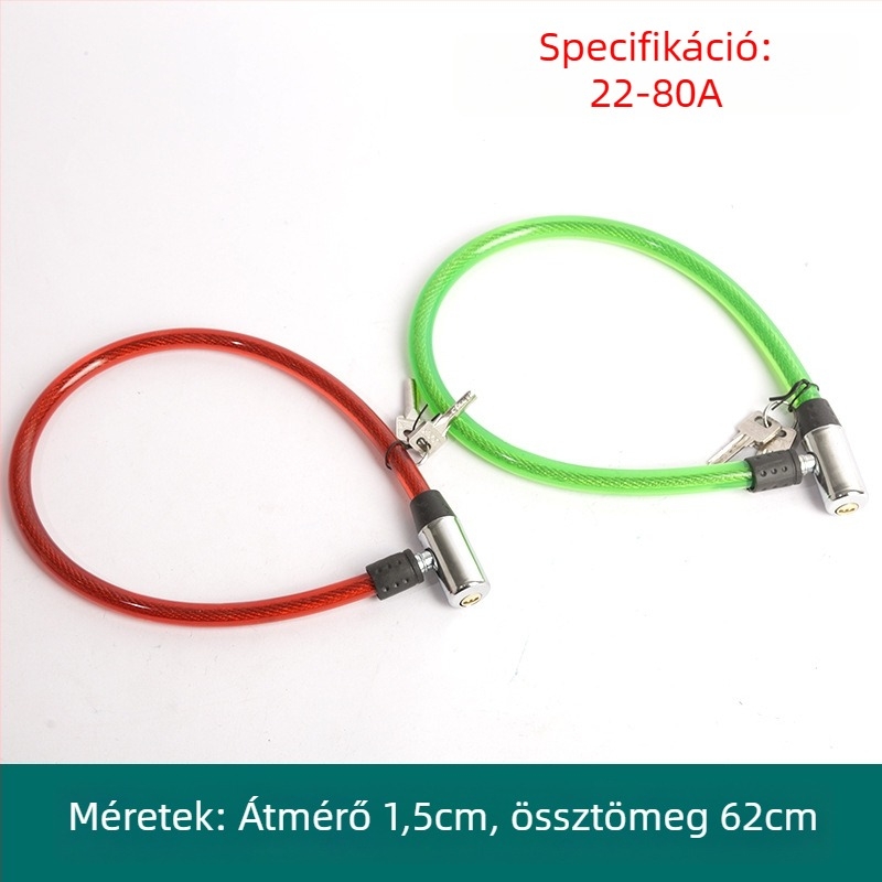 Oakman kábelzár, modell Wire lock, anyag: vas és PVC, kerékpárok, elektromos járművek és motorkerékpárok számára