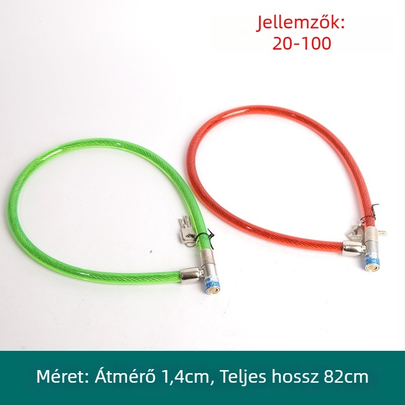 Oakman kábelzár, modell Wire lock, anyag: vas és PVC, kerékpárok, elektromos járművek és motorkerékpárok számára