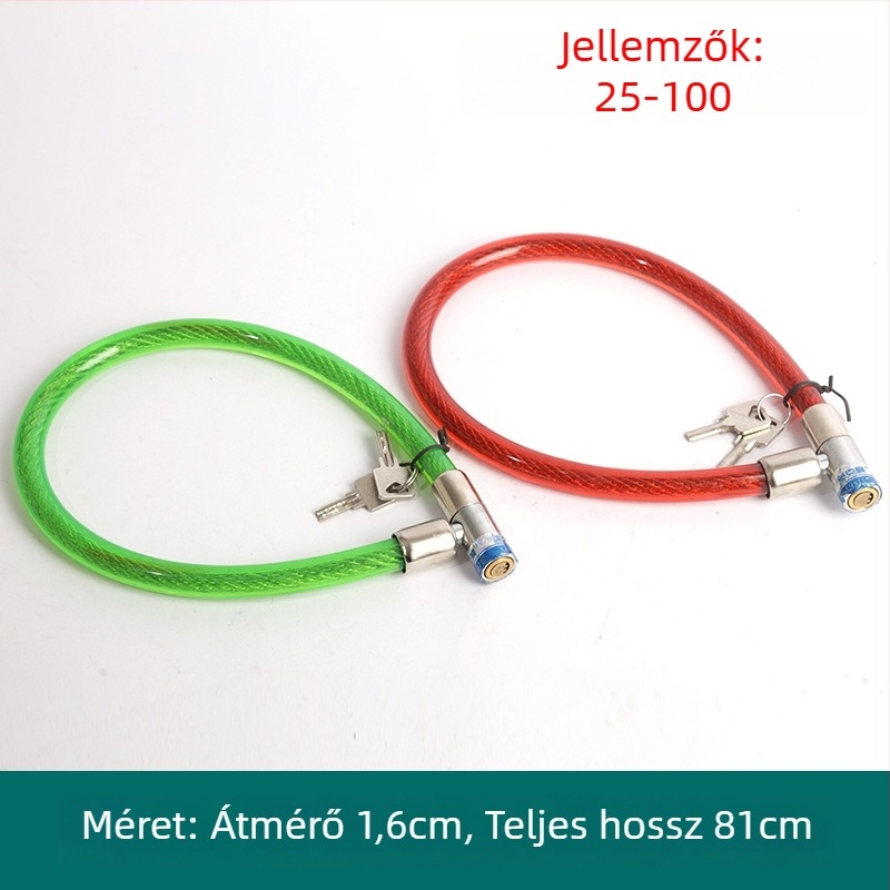 Oakman kábelzár, modell Wire lock, anyag: vas és PVC, kerékpárok, elektromos járművek és motorkerékpárok számára