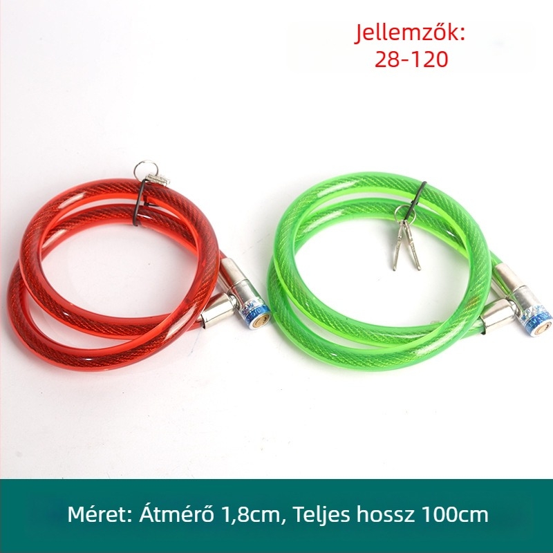 Oakman kábelzár, modell Wire lock, anyag: vas és PVC, kerékpárok, elektromos járművek és motorkerékpárok számára