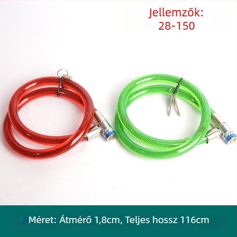 Oakman kábelzár, modell Wire lock, anyag: vas és PVC, kerékpárok, elektromos járművek és motorkerékpárok számára