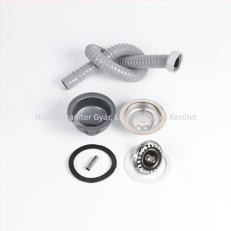 Rozsdamentes acél mosogató lefolyócső készlet szagtalanító funkcióval, modell 042, 200 g