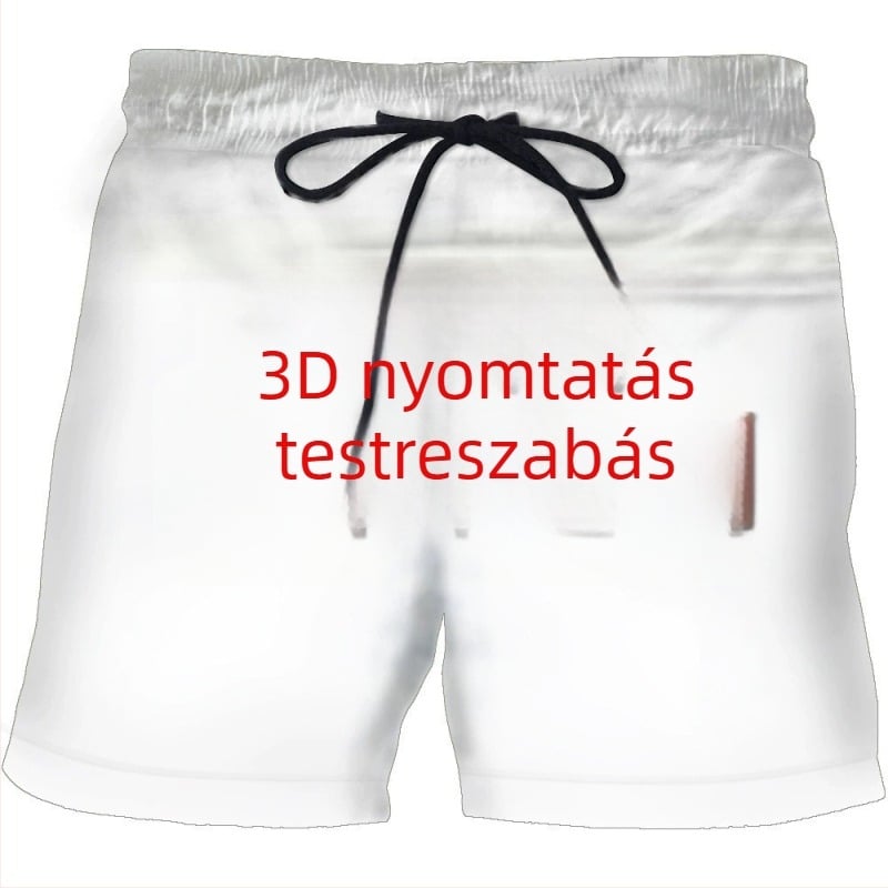 Nyomtatott laza rövidnadrág nyárra – fagyi-waffel mintázattal, sokszínű, poliészter, mikro-stretch, egyenes szabás