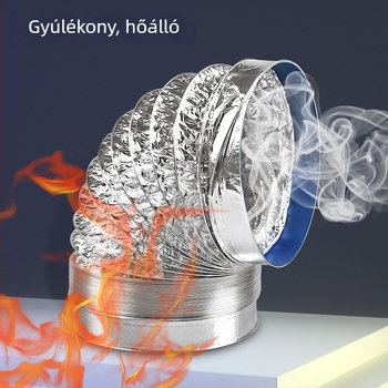 Teleszkópos kettős rétegű szellőzőcső alumíniumfóliával, főzéshez és fürdőszobához