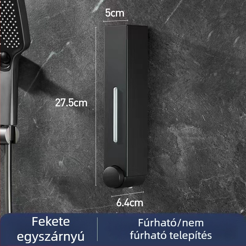 Falra szerelhető szappanadagoló hotel számára, fúrás nélkül, szampon és tusfürdő számára, kézi nyomású működés, ABS anyag, injekciós öntés, modern minimalista stílus