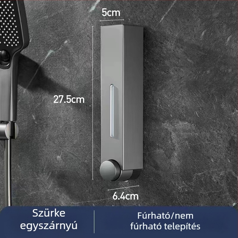 Falra szerelhető szappanadagoló hotel számára, fúrás nélkül, szampon és tusfürdő számára, kézi nyomású működés, ABS anyag, injekciós öntés, modern minimalista stílus