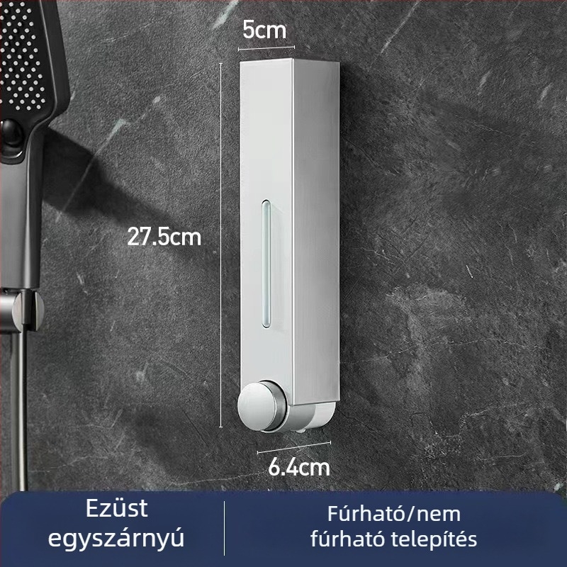 Falra szerelhető szappanadagoló hotel számára, fúrás nélkül, szampon és tusfürdő számára, kézi nyomású működés, ABS anyag, injekciós öntés, modern minimalista stílus