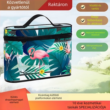 PVC kézitáska kozmetikumok és utazáshoz, csíkos mintával, bélés nélküli, lélegző, antibakteriális, unisex