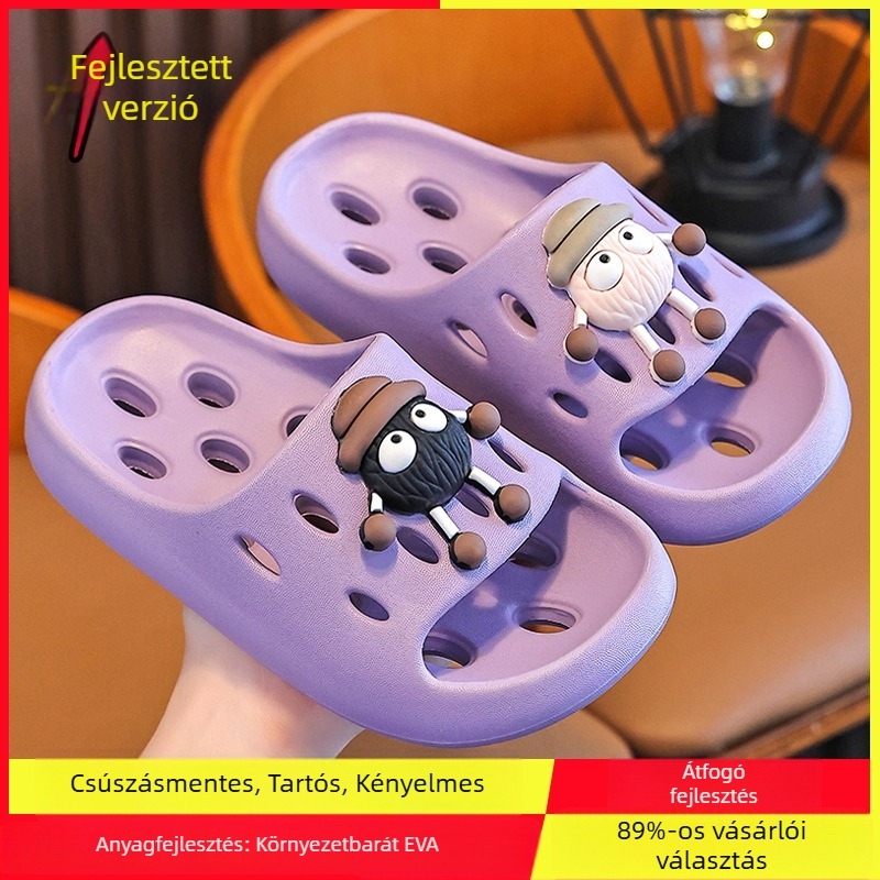 Gyerekek EVA fürdőpapucs – gyorsan száradó, csúszásmentes, szellőző üreges kialakítás, uniszex, szülő-gyerek papucs