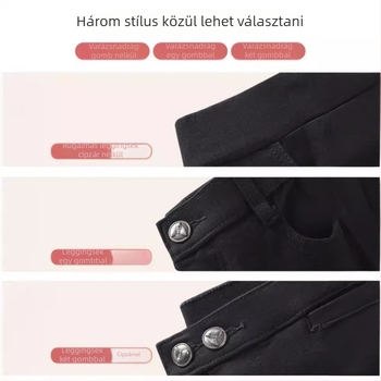 Női fleece-szövetű 3/4 hosszúságú leggings, magas derék, karcsúsított szabás, rugalmas, egyszínű, őszi-téli viselet, alacsony termetűekhez