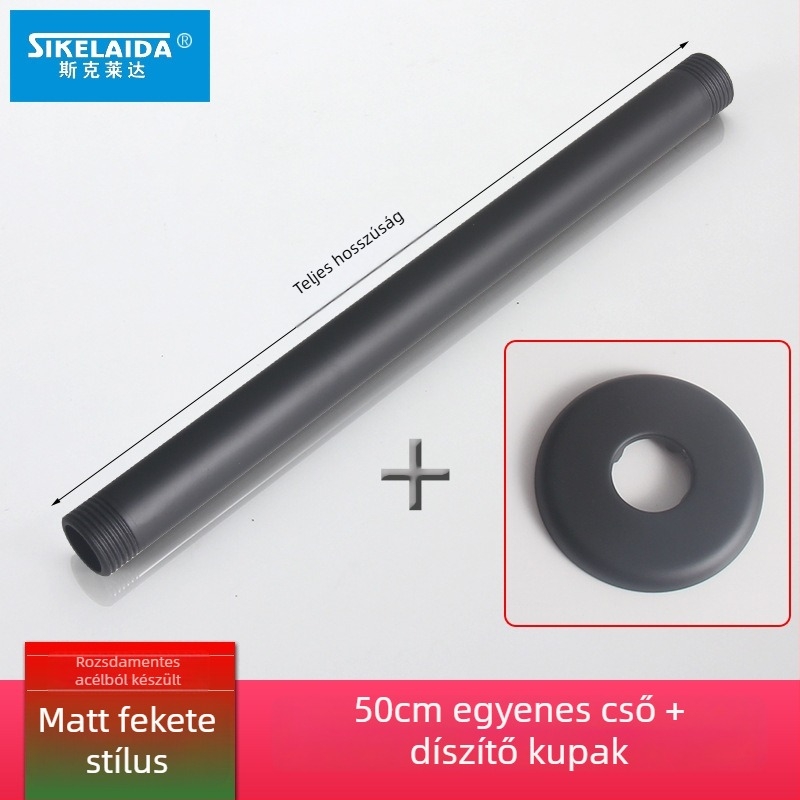 Beépített falba süllyesztett zuhanykar felső permetezővel, kör alakú 304-es rozsdamentes acélból, modell SKD1223