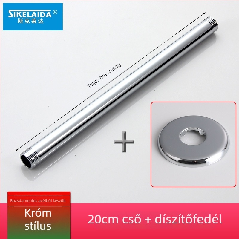 Beépített falba süllyesztett zuhanykar felső permetezővel, kör alakú 304-es rozsdamentes acélból, modell SKD1223