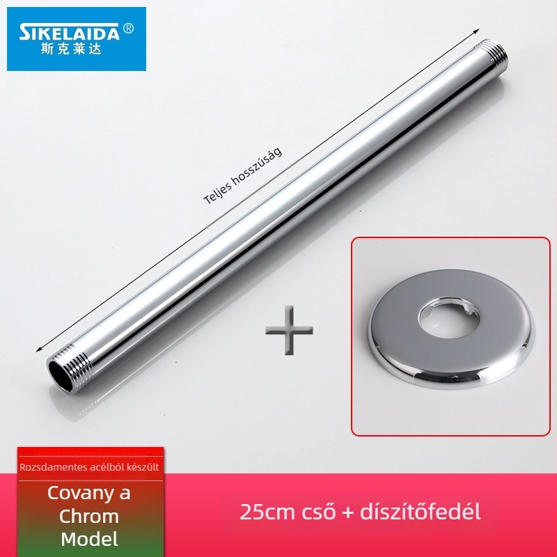 Beépített falba süllyesztett zuhanykar felső permetezővel, kör alakú 304-es rozsdamentes acélból, modell SKD1223