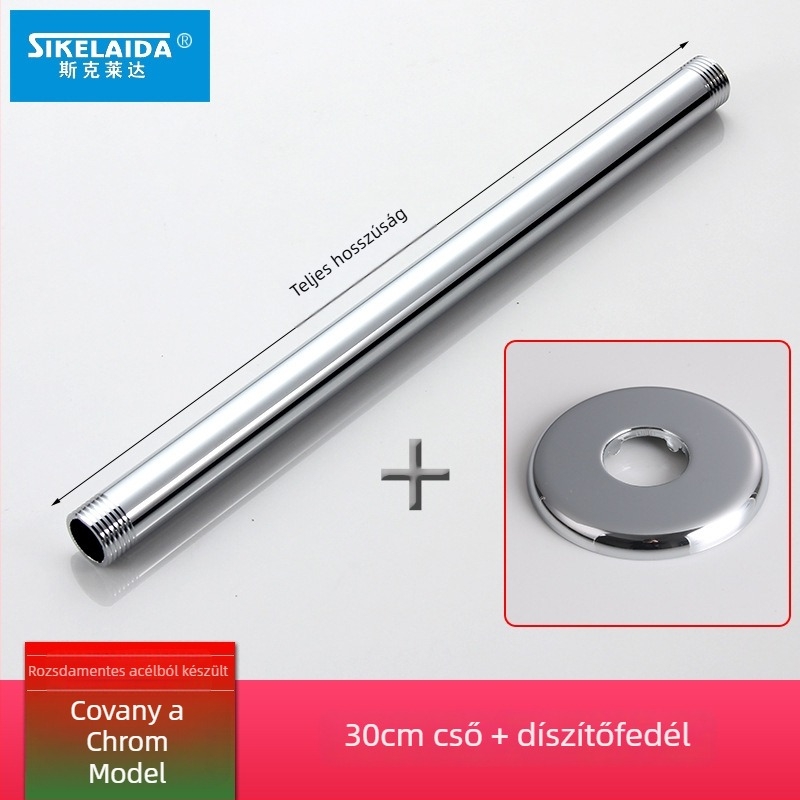 Beépített falba süllyesztett zuhanykar felső permetezővel, kör alakú 304-es rozsdamentes acélból, modell SKD1223