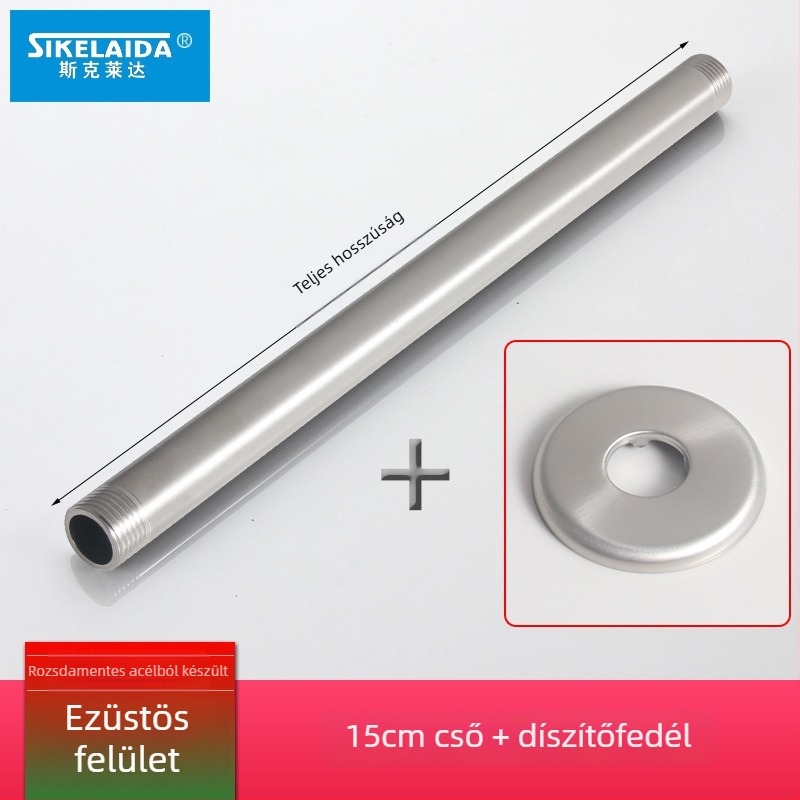 Beépített falba süllyesztett zuhanykar felső permetezővel, kör alakú 304-es rozsdamentes acélból, modell SKD1223