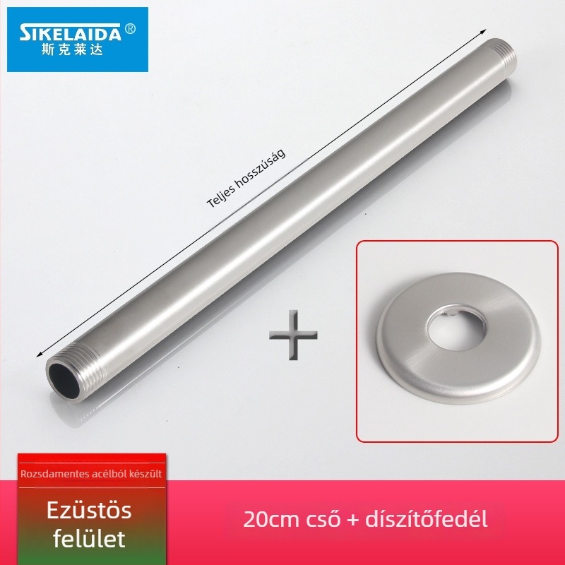 Beépített falba süllyesztett zuhanykar felső permetezővel, kör alakú 304-es rozsdamentes acélból, modell SKD1223