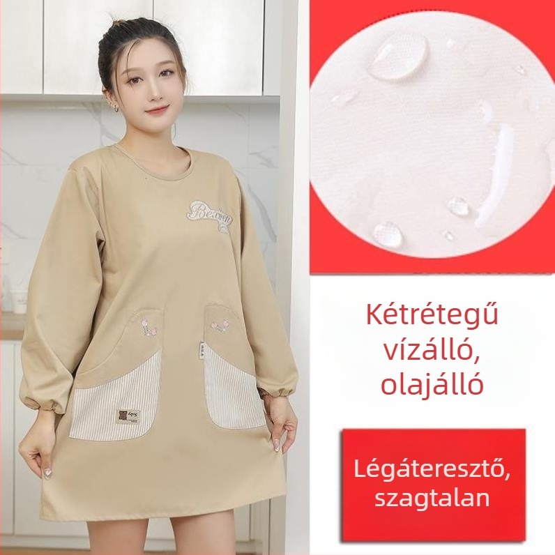 Hosszú ujjú kötény háztartási konyhához — vízálló, olajálló, lélegző, vékony