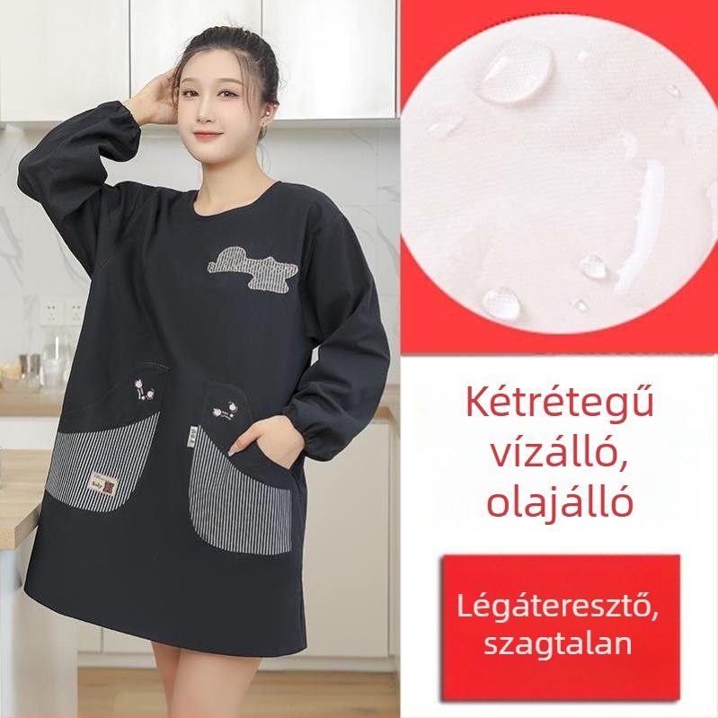 Hosszú ujjú kötény háztartási konyhához — vízálló, olajálló, lélegző, vékony