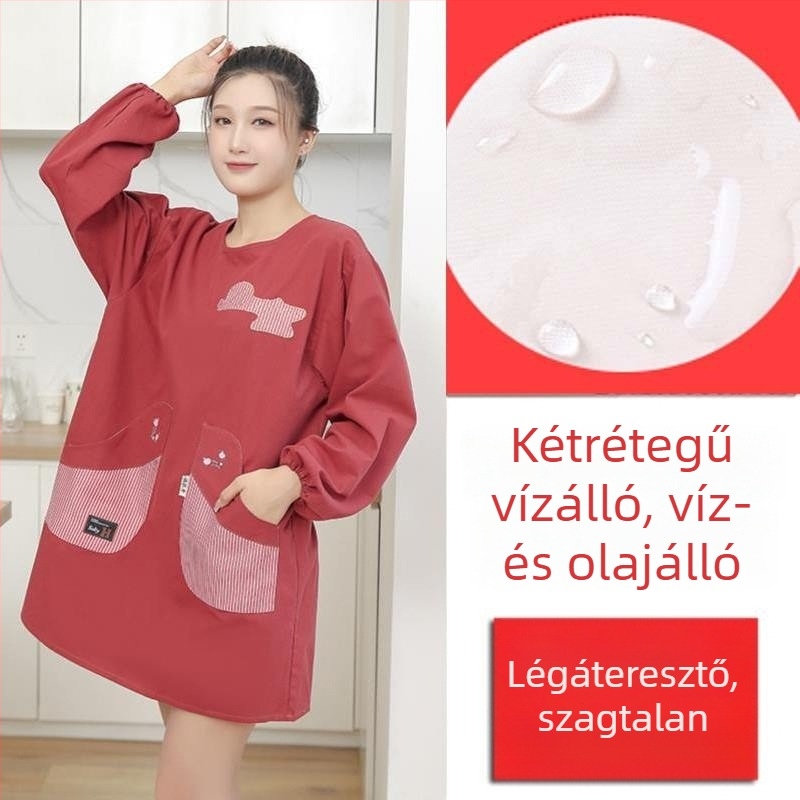 Hosszú ujjú kötény háztartási konyhához — vízálló, olajálló, lélegző, vékony
