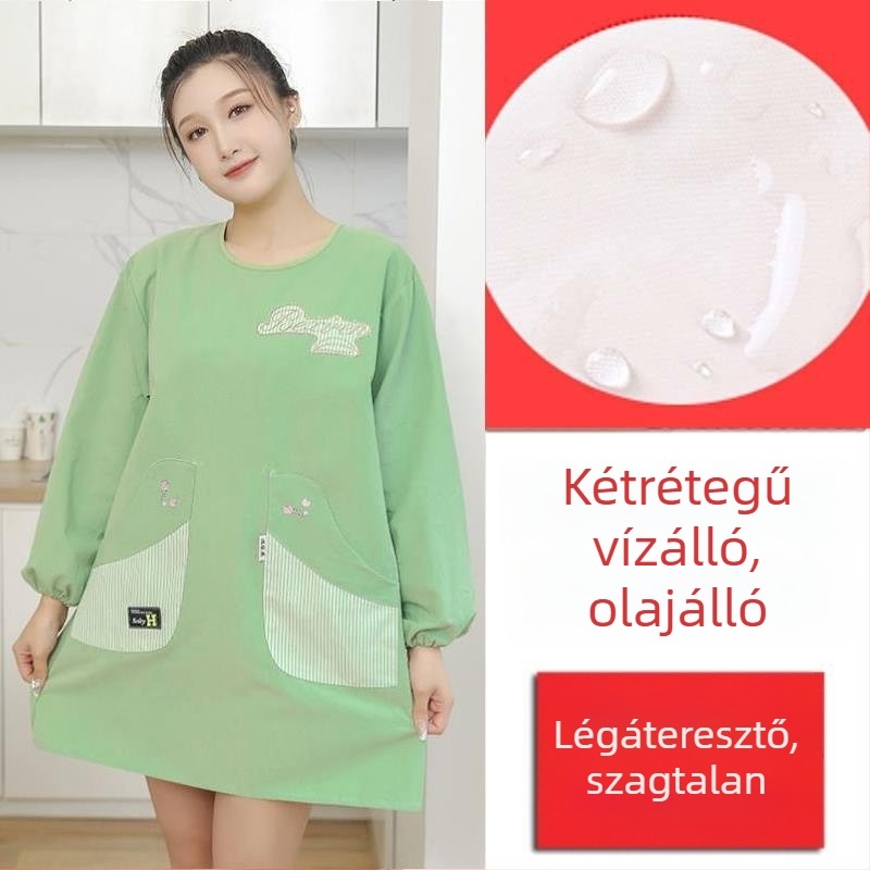 Hosszú ujjú kötény háztartási konyhához — vízálló, olajálló, lélegző, vékony