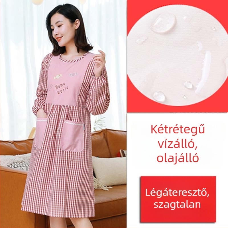 Hosszú ujjú kötény háztartási konyhához — vízálló, olajálló, lélegző, vékony