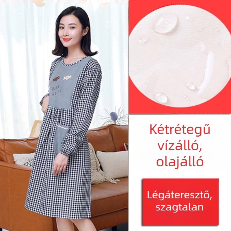 Hosszú ujjú kötény háztartási konyhához — vízálló, olajálló, lélegző, vékony