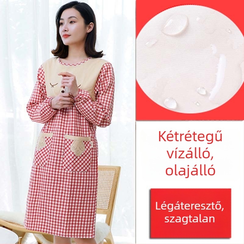 Hosszú ujjú kötény háztartási konyhához — vízálló, olajálló, lélegző, vékony