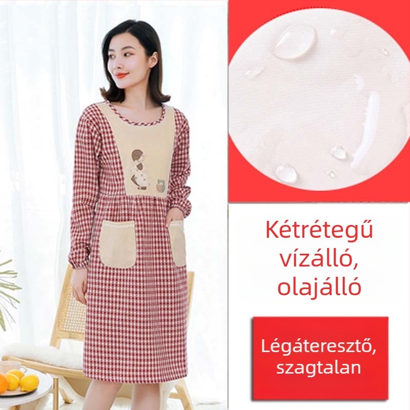 Hosszú ujjú kötény háztartási konyhához — vízálló, olajálló, lélegző, vékony