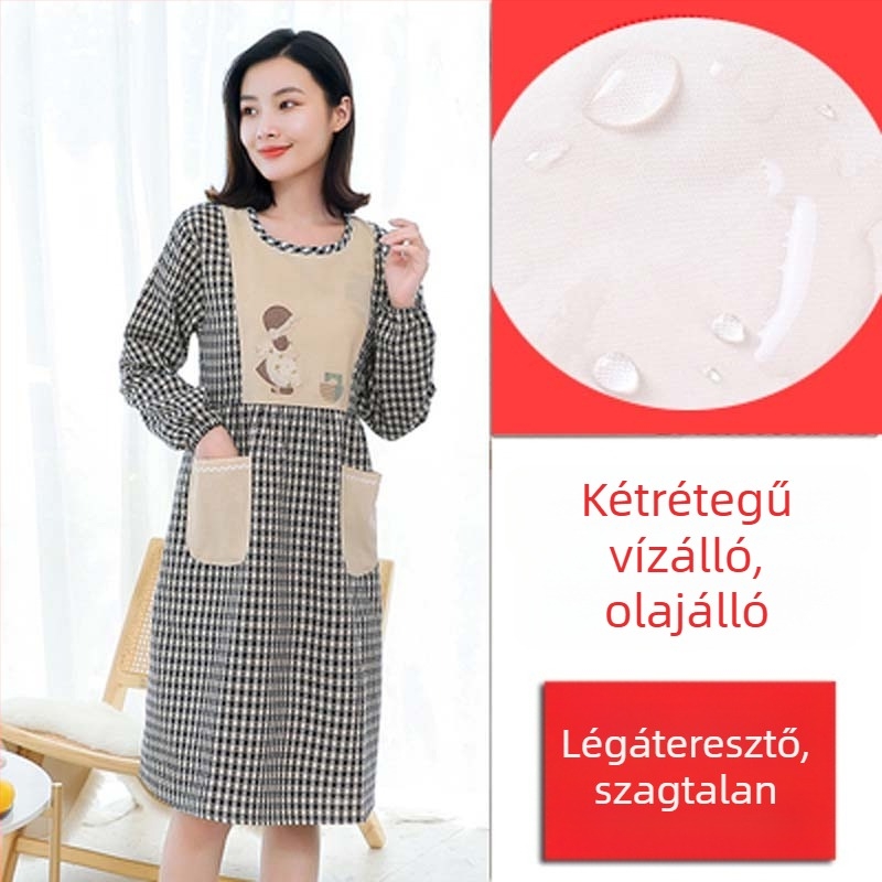 Hosszú ujjú kötény háztartási konyhához — vízálló, olajálló, lélegző, vékony