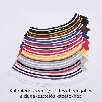 Téli dzseki levehető csíkos pamut gallérral - uniszex, poliészter, 2023 tavasz, egyenként csomagolva