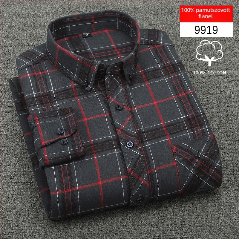 Férfi hosszú ujjú ing, kockás, pamut, négyszögletes gallér, lezser casual stílus, ideális tavaszra és őszre