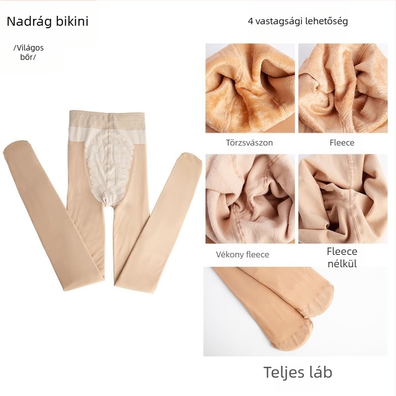 Nylon harisnya, egységes minta, bikini kivágás, vastagított, szexi stílus